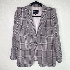 Giorgio Armani Blazer Jacket Womens 44 Plaid Business Career Preppy US Large